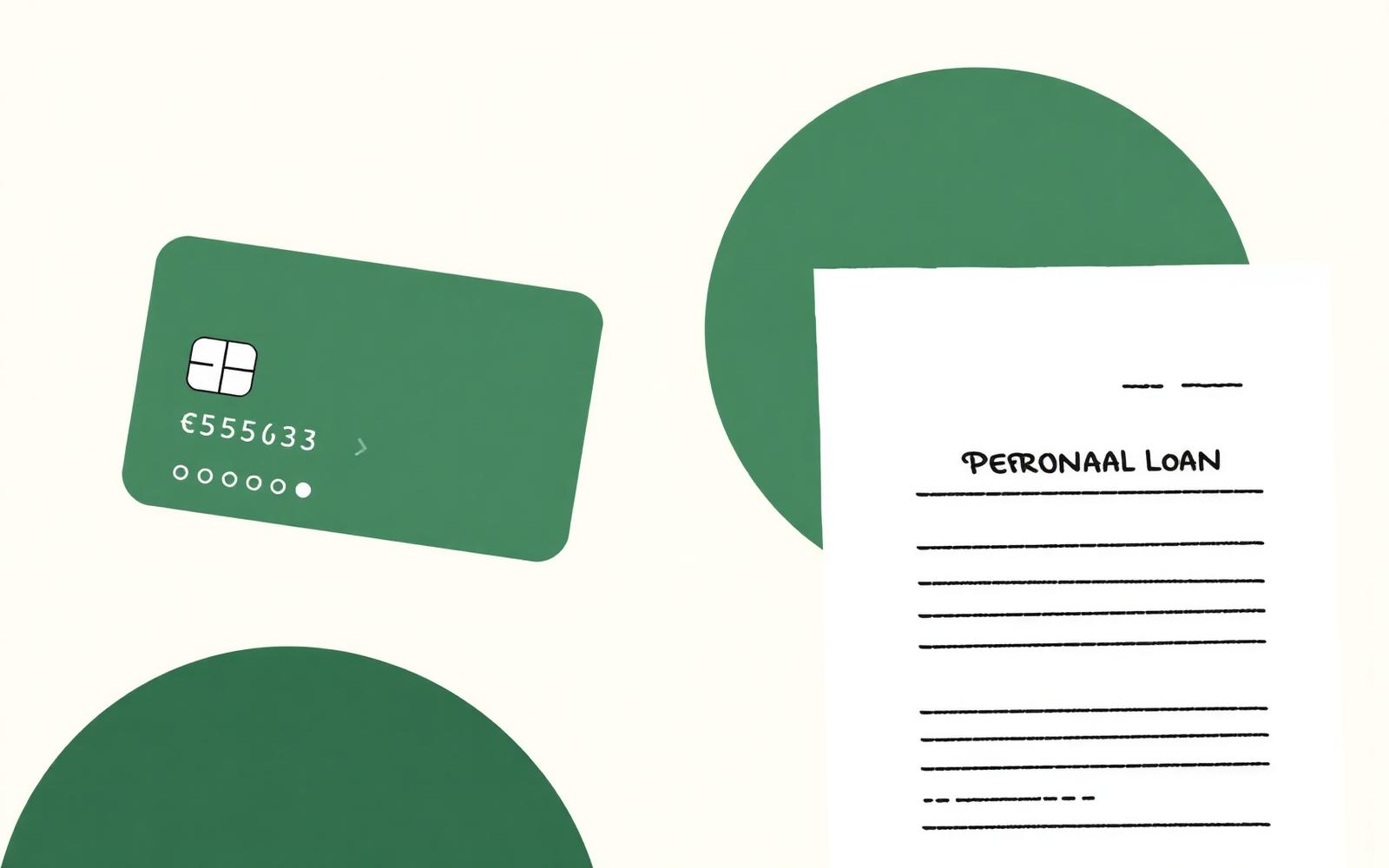 Editorial illustration for the article: Personal loan vs credit card: which is cheaper?